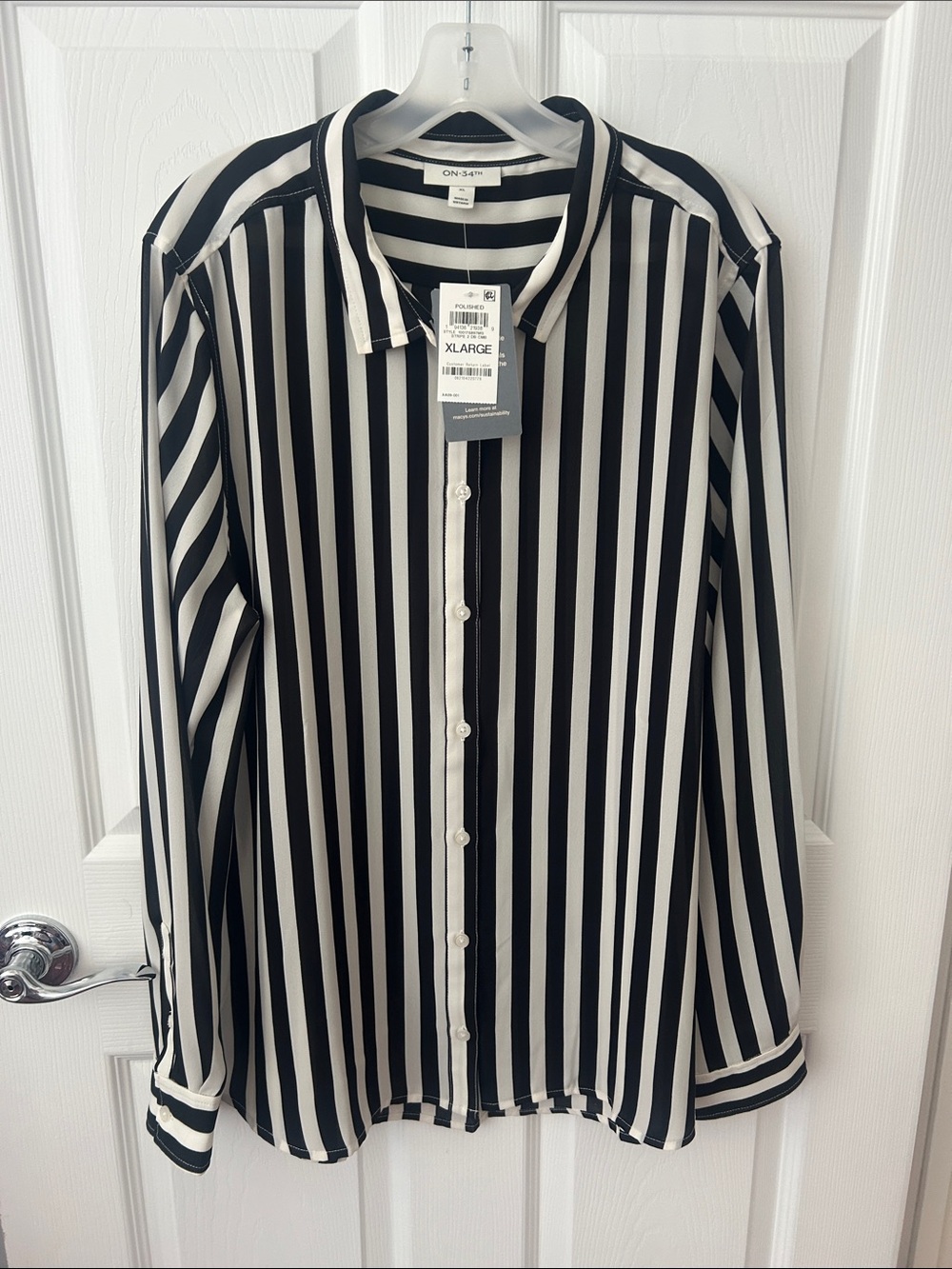 Women’s oversized, long sleeve striped dress shirt